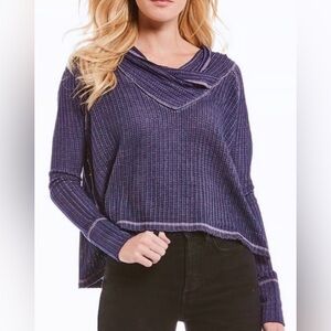 NWT Free People Wildcat Thermal Cowl neck Pullover Oversized Small $68 MSRP